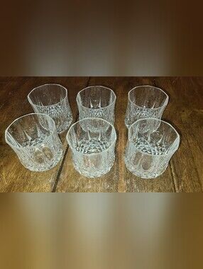 6 Vintage Cristal d'Arques Longchamp 3.75" Double Old Fashioned Glasses - Mint